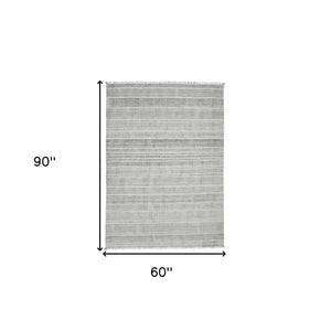 Homeroots 5' X 7' Charcoal Geometric Flatweave Handmade Distressed Area Rug  Cotton 532031