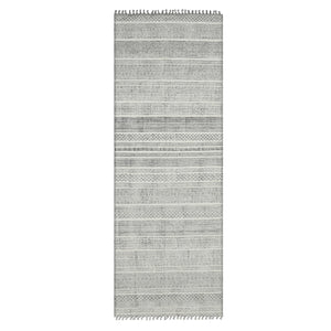 Homeroots 8' Charcoal Geometric Flatweave Handmade Distressed Runner Rug  Cotton 532032