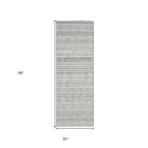 Homeroots 8' Charcoal Geometric Flatweave Handmade Distressed Runner Rug  Cotton 532032