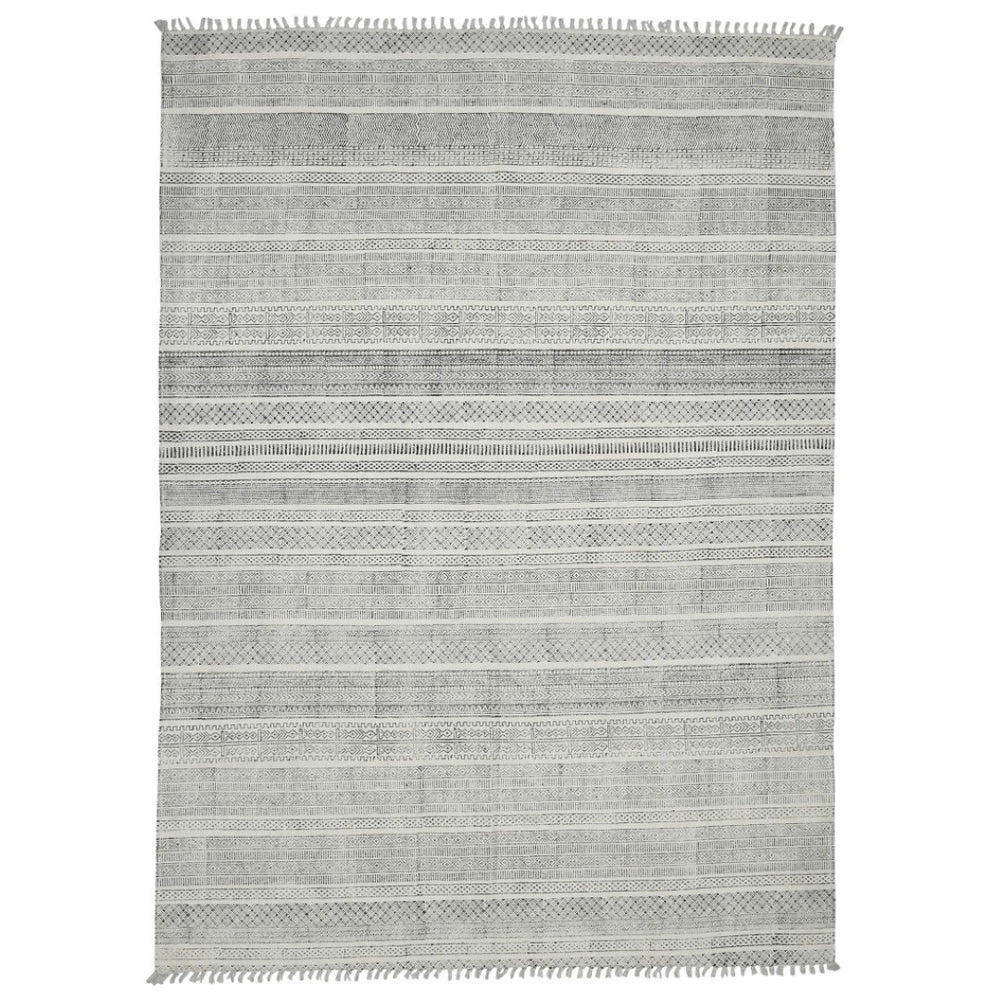 HomeRoots 5' Handmade Flatweave Area Rug with Distressed Geometric Pattern and Fringed Edges for Stylish Homes 8' X 10' 532033