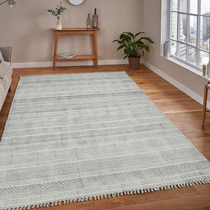 Homeroots 7' X 10' Charcoal Geometric Flatweave Handmade Distressed Area Rug  Cotton 532033