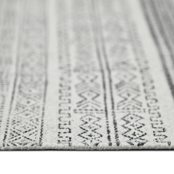 Homeroots 7' X 10' Charcoal Geometric Flatweave Handmade Distressed Area Rug  Cotton 532033