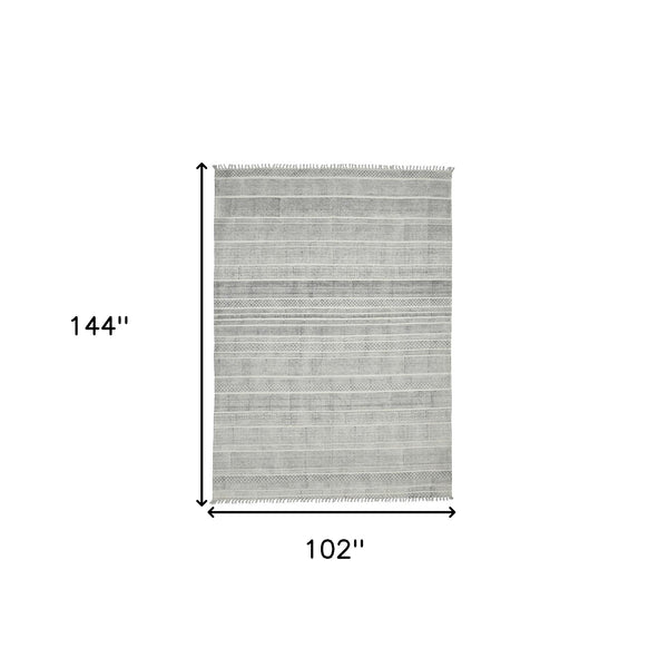 Homeroots 8' X 12' Charcoal Geometric Flatweave Handmade Distressed Area Rug  Cotton 532034