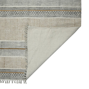 HomeRoots 5' Handmade Flatweave Distressed Area Rug in Gray and Brown with Fringe for Stylish Living Spaces 5' X 8' 532036