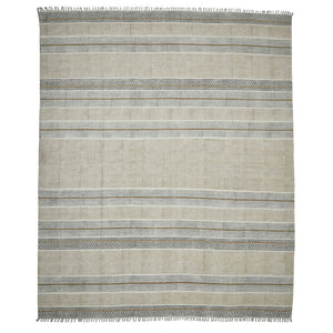 HomeRoots 5' Handmade Flatweave Distressed Area Rug in Gray and Brown with Fringe for Stylish Living Spaces 8' X 10' 532038