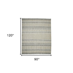 HomeRoots 5' Handmade Flatweave Distressed Area Rug in Gray and Brown with Fringe for Stylish Living Spaces 8' X 10' 532038