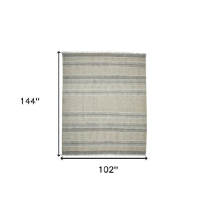 HomeRoots 5' Handmade Flatweave Distressed Area Rug in Gray and Brown with Fringe for Stylish Living Spaces 9' X 12' 532039