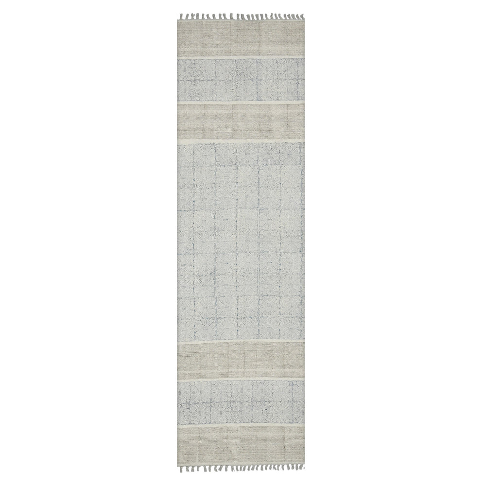 Homeroots 8' Blue Oriental Flatweave Handmade Distressed Runner Rug With Fringe  Cotton 532042