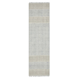 Homeroots 8' Blue Oriental Flatweave Handmade Distressed Runner Rug With Fringe  Cotton 532042