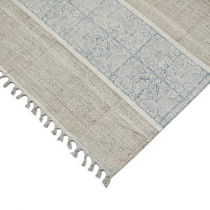 Homeroots 8' Blue Oriental Flatweave Handmade Distressed Runner Rug With Fringe  Cotton 532042