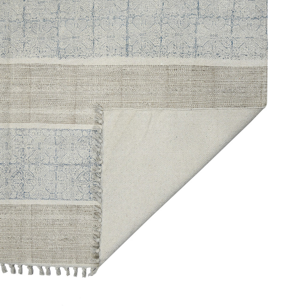 Homeroots 8' Blue Oriental Flatweave Handmade Distressed Runner Rug With Fringe  Cotton 532042