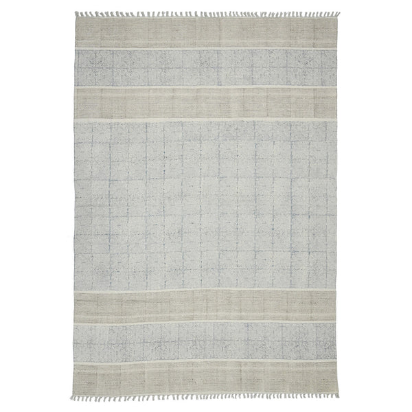 Homeroots 7' X 10' Blue Oriental Flatweave Handmade Distressed Area Rug With Fringe  Cotton 532043