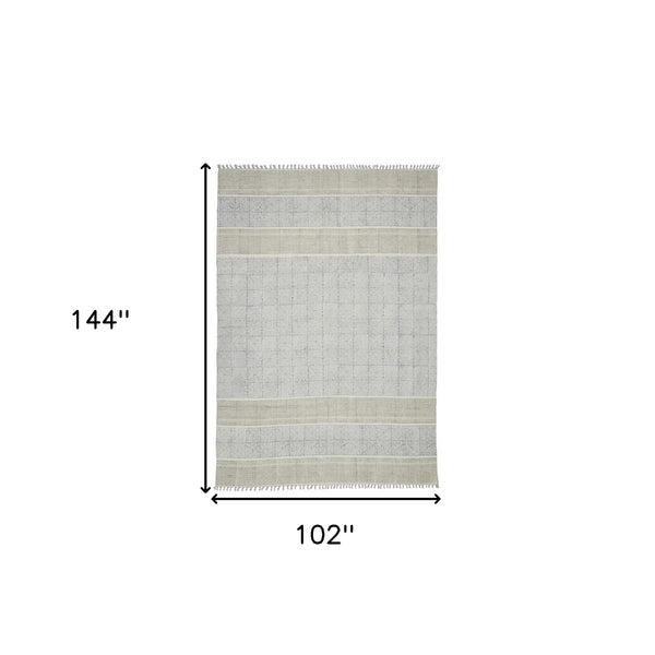 Homeroots 8' X 12' Blue Oriental Flatweave Handmade Distressed Area Rug With Fringe  Cotton 532044