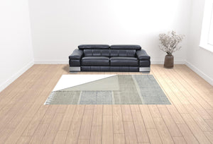 Homeroots 8' X 12' Blue Oriental Flatweave Handmade Distressed Area Rug With Fringe  Cotton 532044