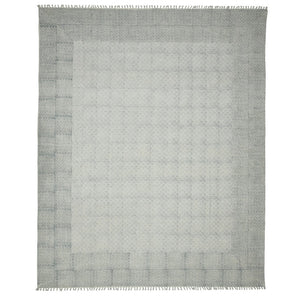 HomeRoots 5' Gray and Blue Geometric Flatweave Handmade Area Rug with Fringe for Modern and Bohemian Decor 5' X 8' 532051