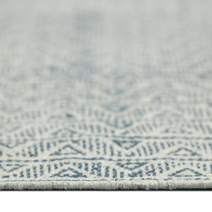HomeRoots 5' Gray and Blue Geometric Flatweave Handmade Area Rug with Fringe for Modern and Bohemian Decor 5' X 8' 532051