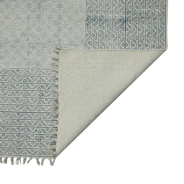 HomeRoots 5' Gray and Blue Geometric Flatweave Handmade Area Rug with Fringe for Modern and Bohemian Decor 8' X 10' 532053