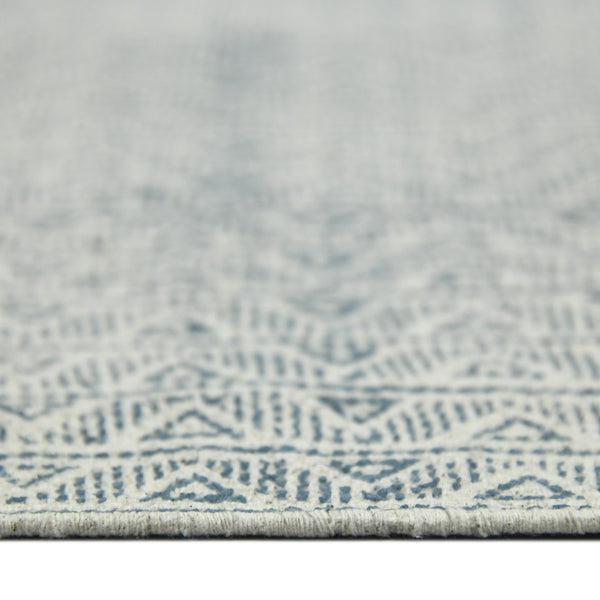 HomeRoots 5' Gray and Blue Geometric Flatweave Handmade Area Rug with Fringe for Modern and Bohemian Decor 9' X 12' 532054