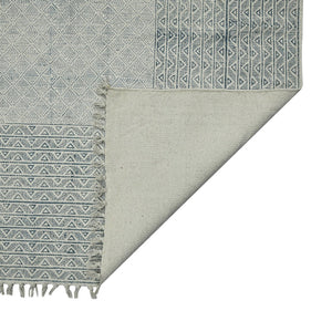 HomeRoots 5' Gray and Blue Geometric Flatweave Handmade Area Rug with Fringe for Modern and Bohemian Decor 9' X 12' 532054