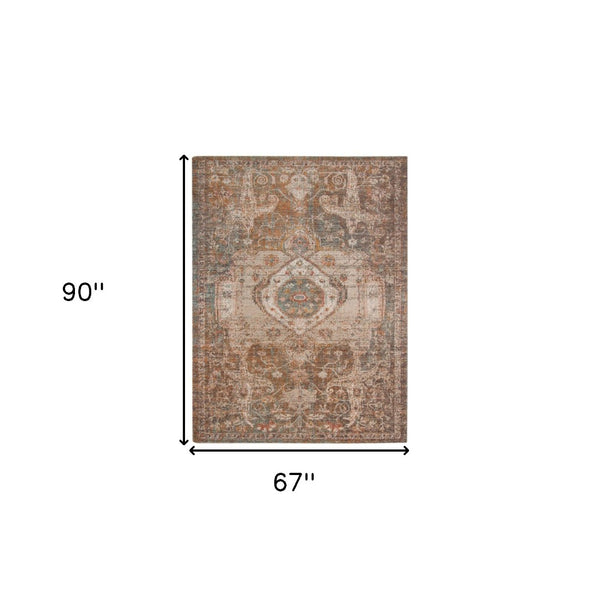 HomeRoots 6' Medallion Area Rug in Beige, Gray & Taupe – Durable, Stylish & Perfect for High-Traffic Spaces 6' X 8' 532058