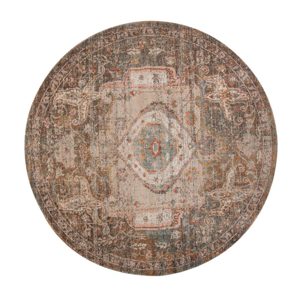 HomeRoots 6' Medallion Area Rug in Beige, Gray & Taupe – Durable, Stylish & Perfect for High-Traffic Spaces 6' Round 532059