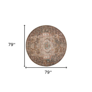 HomeRoots 6' Medallion Area Rug in Beige, Gray & Taupe – Durable, Stylish & Perfect for High-Traffic Spaces 6' Round 532059