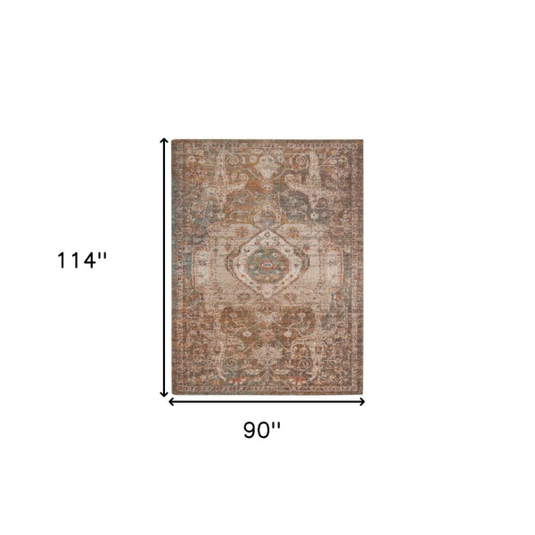 HomeRoots 6' Medallion Area Rug in Beige, Gray & Taupe – Durable, Stylish & Perfect for High-Traffic Spaces 7' X 9' 532060