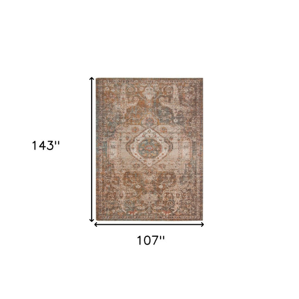 HomeRoots 6' Medallion Area Rug in Beige, Gray & Taupe – Durable, Stylish & Perfect for High-Traffic Spaces 9' X 12' 532061