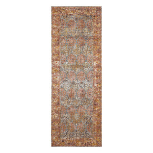 HomeRoots 7' Teal and Orange Medallion Vintage Runner Rug - Durable, Stain-Resistant, Perfect for High-Traffic Areas 7' Runner 532064