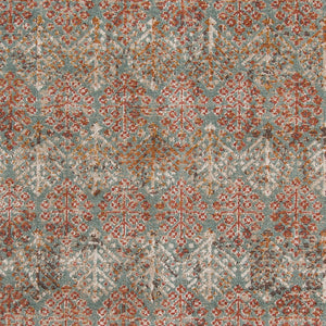 HomeRoots 7' Teal and Orange Medallion Vintage Runner Rug - Durable, Stain-Resistant, Perfect for High-Traffic Areas 6' X 8' 532066
