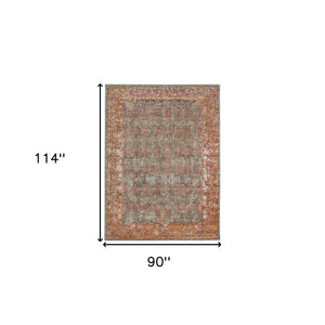 HomeRoots 7' Teal and Orange Medallion Vintage Runner Rug - Durable, Stain-Resistant, Perfect for High-Traffic Areas 7' X 9' 532068
