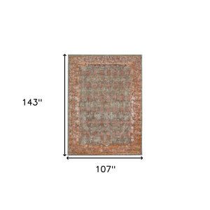 HomeRoots 7' Teal and Orange Medallion Vintage Runner Rug - Durable, Stain-Resistant, Perfect for High-Traffic Areas 9' X 12' 532069