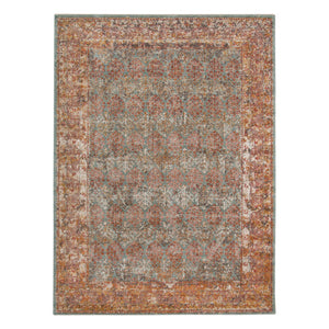 HomeRoots 7' Teal and Orange Medallion Vintage Runner Rug - Durable, Stain-Resistant, Perfect for High-Traffic Areas 10' X 14' 532070