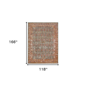 HomeRoots 7' Teal and Orange Medallion Vintage Runner Rug - Durable, Stain-Resistant, Perfect for High-Traffic Areas 10' X 14' 532070