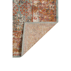 HomeRoots 7' Teal and Orange Medallion Vintage Runner Rug - Durable, Stain-Resistant, Perfect for High-Traffic Areas 10' X 14' 532070