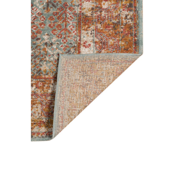 HomeRoots 7' Teal and Orange Medallion Vintage Runner Rug - Durable, Stain-Resistant, Perfect for High-Traffic Areas 10' X 14' 532070
