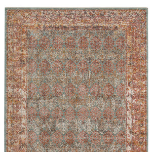 HomeRoots 7' Teal and Orange Medallion Vintage Runner Rug - Durable, Stain-Resistant, Perfect for High-Traffic Areas 10' X 14' 532070