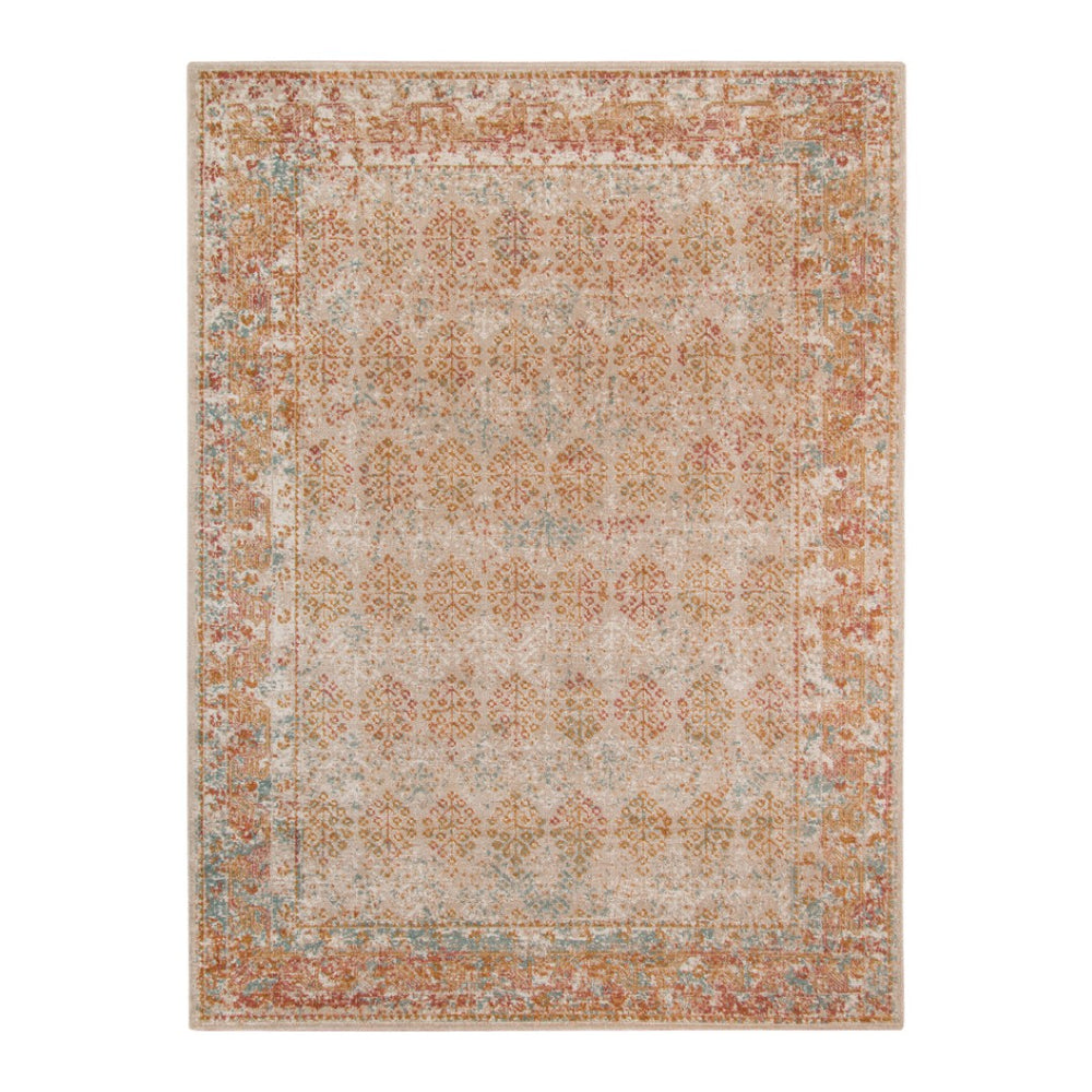 HomeRoots 7' Teal and Orange Medallion Vintage Runner Rug - Durable, Stain-Resistant, Perfect for High-Traffic Areas 6' X 8' 532074