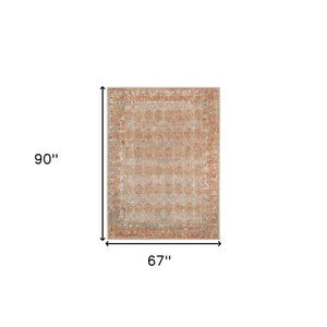 HomeRoots 7' Teal and Orange Medallion Vintage Runner Rug - Durable, Stain-Resistant, Perfect for High-Traffic Areas 6' X 8' 532074