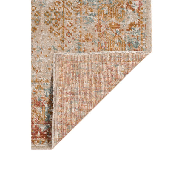 HomeRoots 7' Teal and Orange Medallion Vintage Runner Rug - Durable, Stain-Resistant, Perfect for High-Traffic Areas 7' X 9' 532076