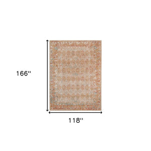 HomeRoots 7' Teal and Orange Medallion Vintage Runner Rug - Durable, Stain-Resistant, Perfect for High-Traffic Areas 10' X 14' 532078