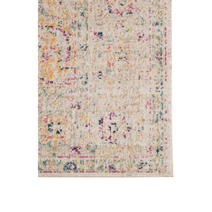 HomeRoots 6' Ivory and Yellow Oriental Distressed Round Rug - Stylish, Durable, and Perfect for Any Home Decor 9' X 12' 532085