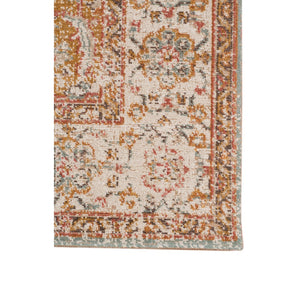 HomeRoots 6' Ivory and Yellow Oriental Distressed Round Rug - Stylish, Durable, and Perfect for Any Home Decor 7' X 9' 532092