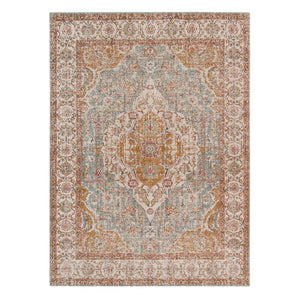 HomeRoots 6' Ivory and Yellow Oriental Distressed Round Rug - Stylish, Durable, and Perfect for Any Home Decor 9' X 12' 532093