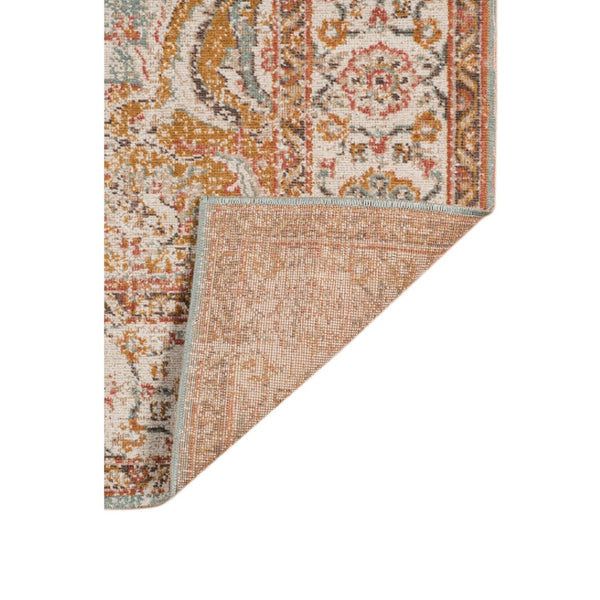 HomeRoots 6' Ivory and Yellow Oriental Distressed Round Rug - Stylish, Durable, and Perfect for Any Home Decor 9' X 12' 532093