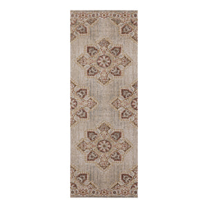 Homeroots 7' Beige And Rust Medallion Power Loom Runner Rug  Polypropylene 532096