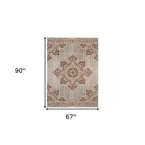 Homeroots 6' X 8' Beige And Rust Medallion Power Loom Area Rug  Polypropylene 532098