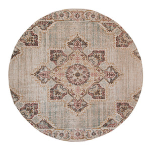 Homeroots 6' Beige And Rust Medallion Power Loom Round Rug  Polypropylene 532099