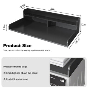 English Elm 2-Tier Washer and Dryer Countertop 54" x 27.5" Laundry Topper with 2.75" Guard – Durable Folding Station Black W3101P352112