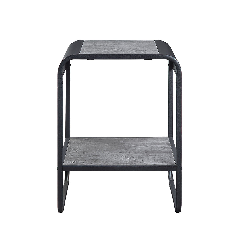 English Elm Metal Frame End Table With Open Shelf, Concrete Gray Top & Sturdy Black Metal Base For Modern Spaces B016P323423